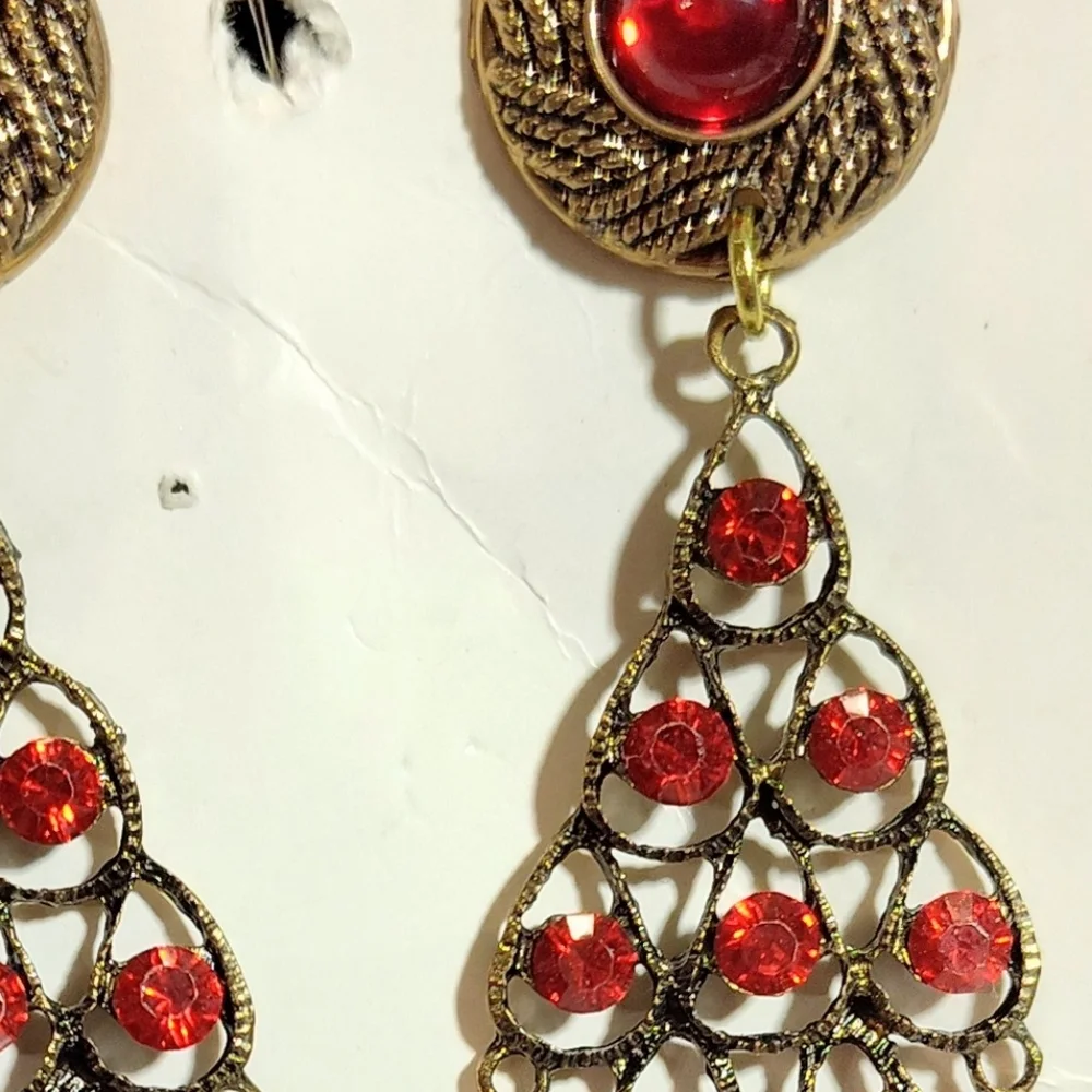 Orange and Gold Filigree Dangle Earrings NWOT